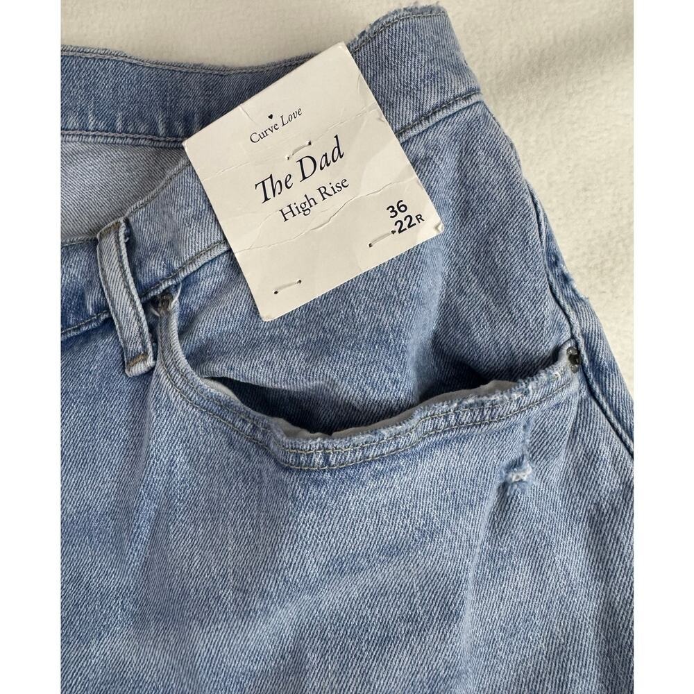 A&F Curve Love High Rise Asymmetrical Dad Jean 36/22R Light Wash Relaxed 90s - Picture 5 of 9
